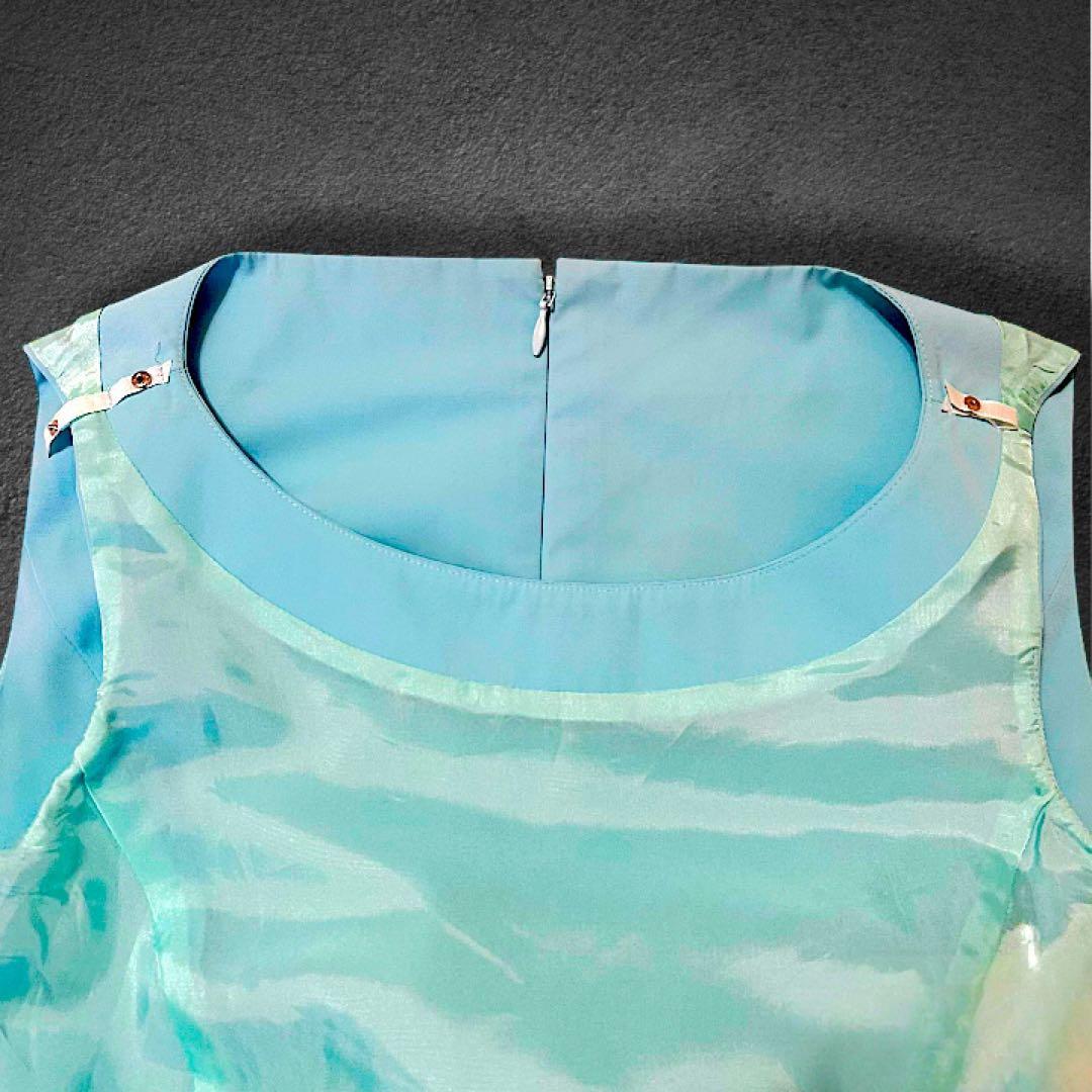 M´S GRACY 水色 バルーンワンピース エムズグレーシー ブルー ドレス