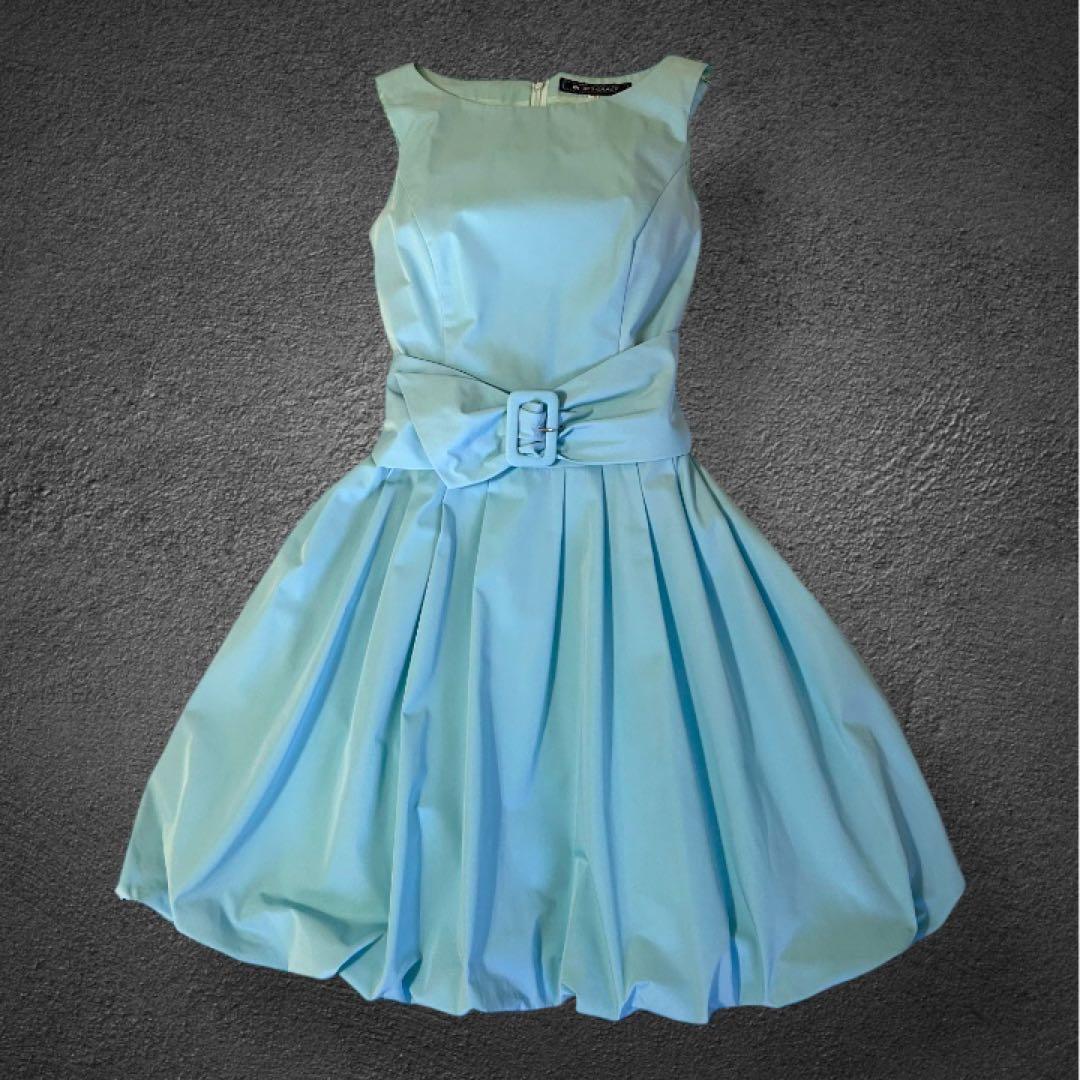 M´S GRACY 水色 バルーンワンピース エムズグレーシー ブルー ドレス