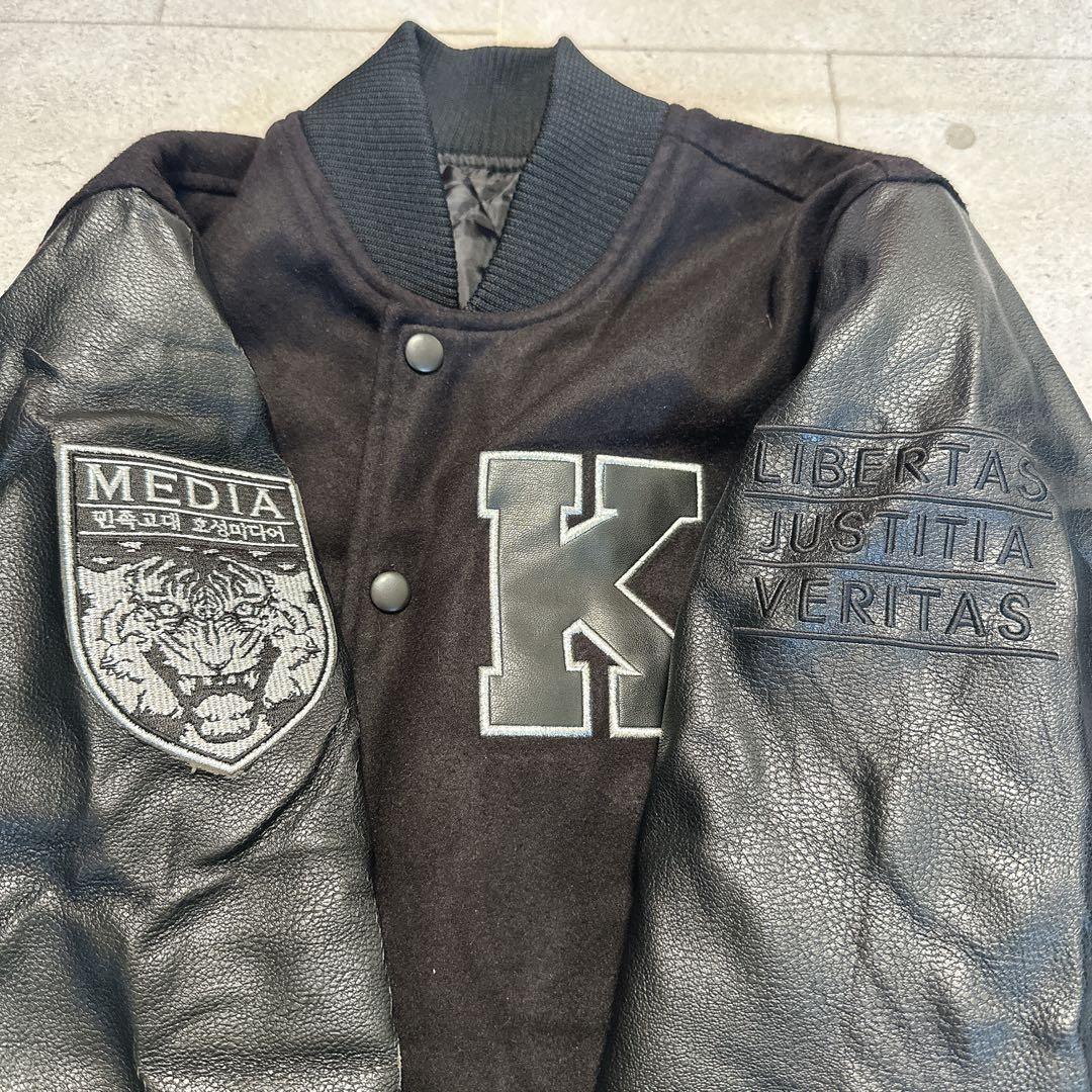 USED】韓国 高麗大学 スタジャン オールブラック コリョデ XS 男女兼用