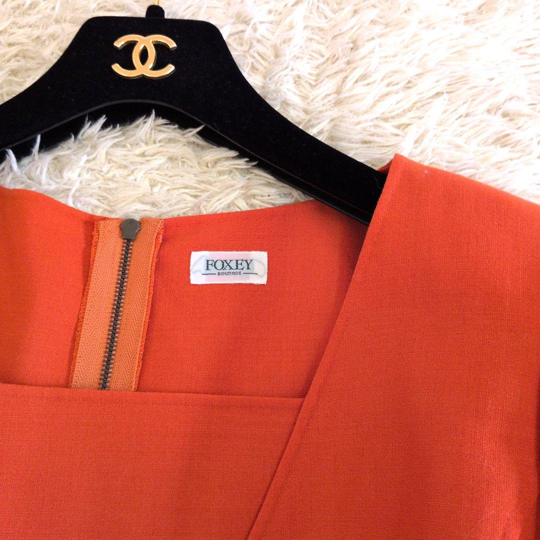 FOXEY BOUTIQUE ワンピース リボン 日本製 約M 40 日本製☆希少サイズ