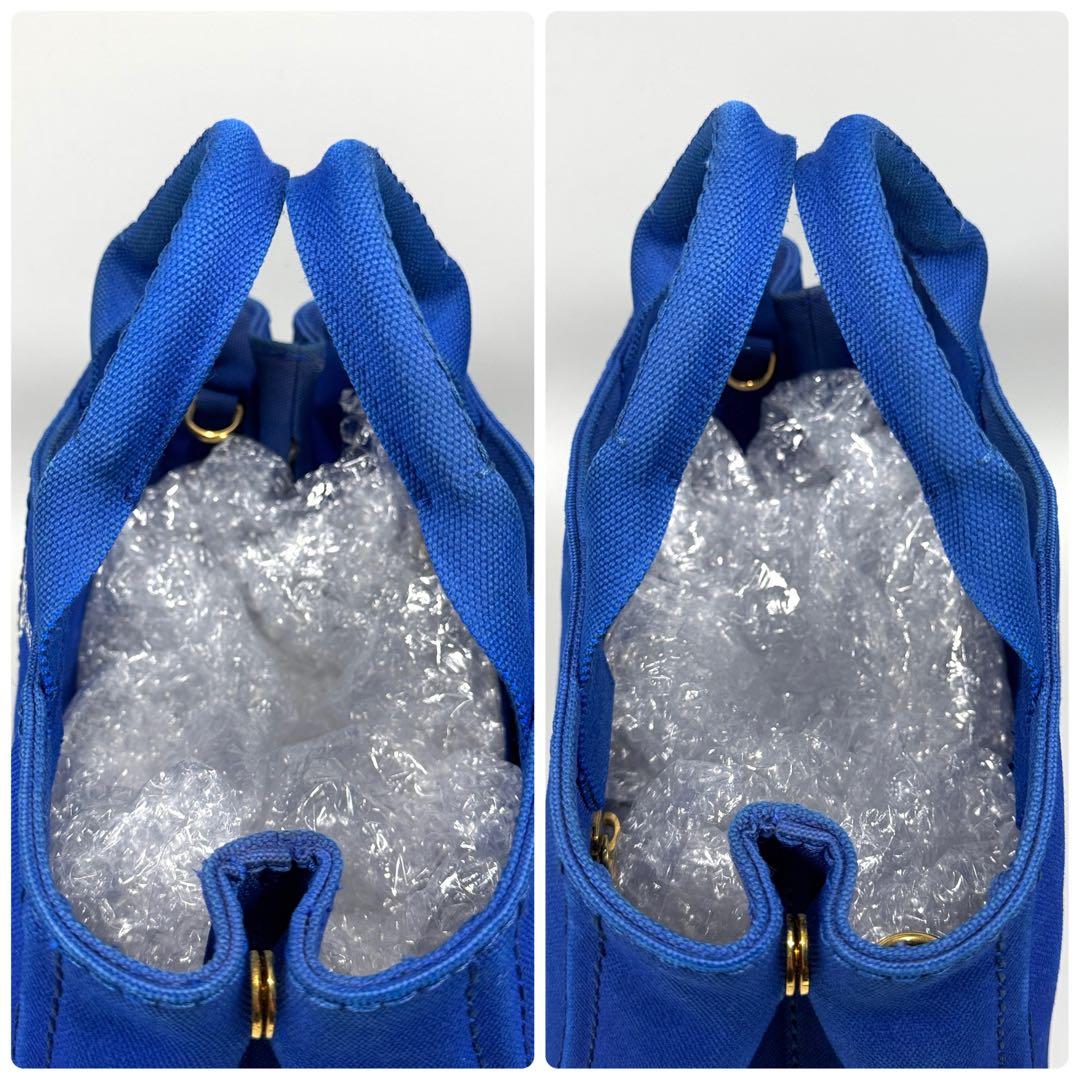 美品✨ PRADA カナパ S 2way ショルダー付 ブルー Cobalto - メルカリ
