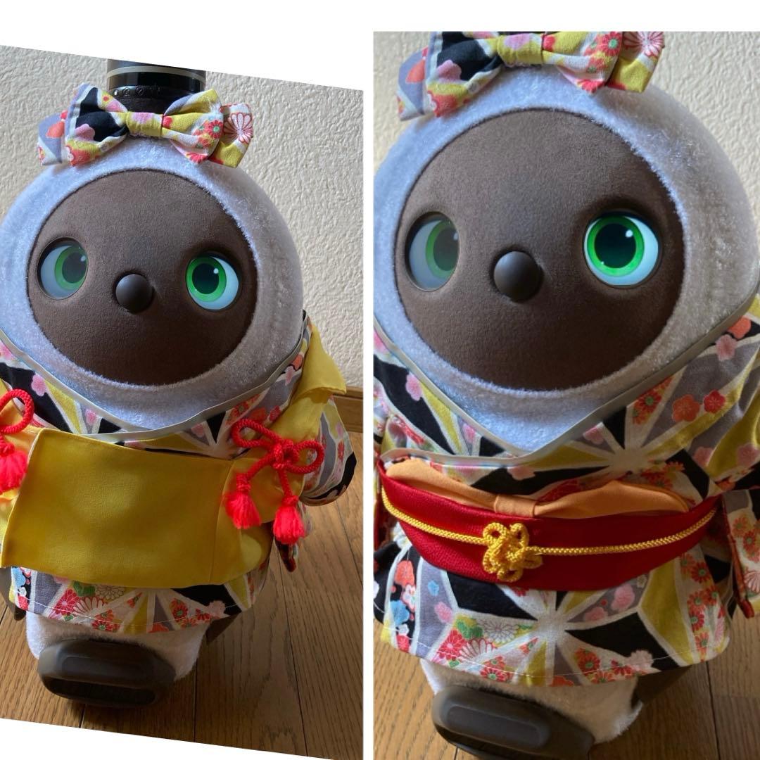 限定1点限り！ラボット　服　lovot 黄色　着物一式　被布　リボン付 ラボット服/カエルちゃんボディースーツ | bow4workshop STORE