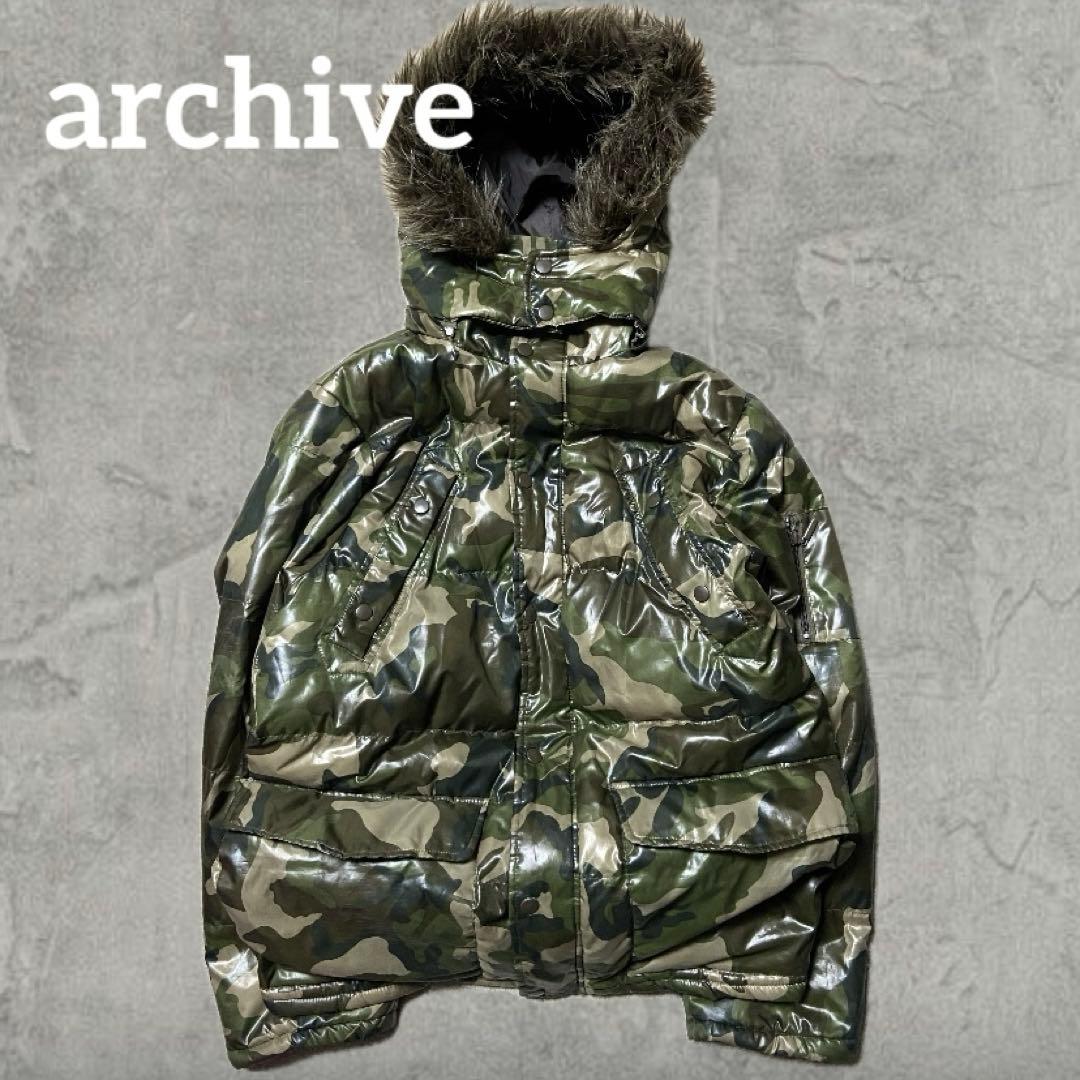 迷彩 archive ダウンジャケット グランジ お兄系 光沢 y2k - メルカリ
