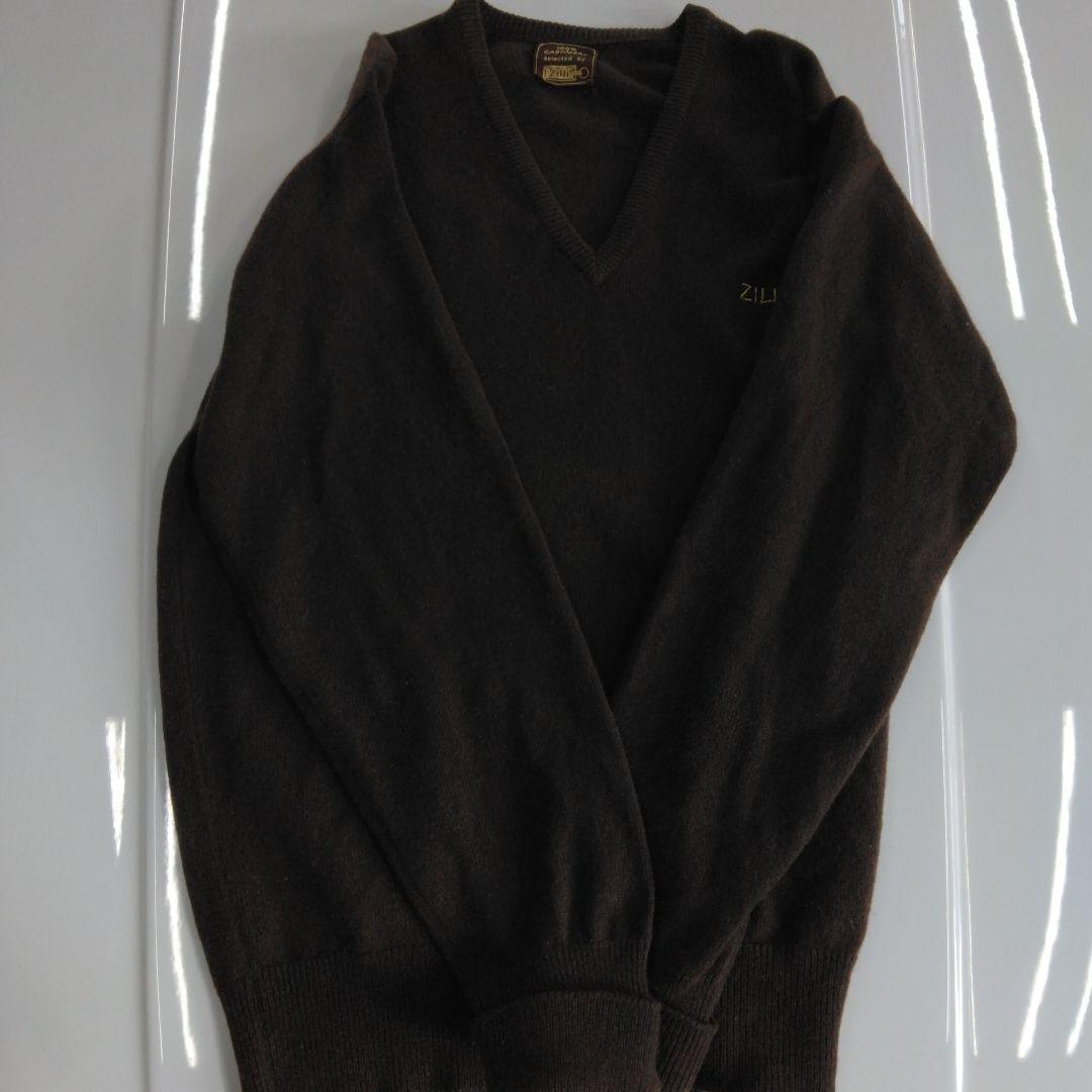ZILLI ＊本物100%カシミヤ Vネックセーター ダークブラウン - メルカリ