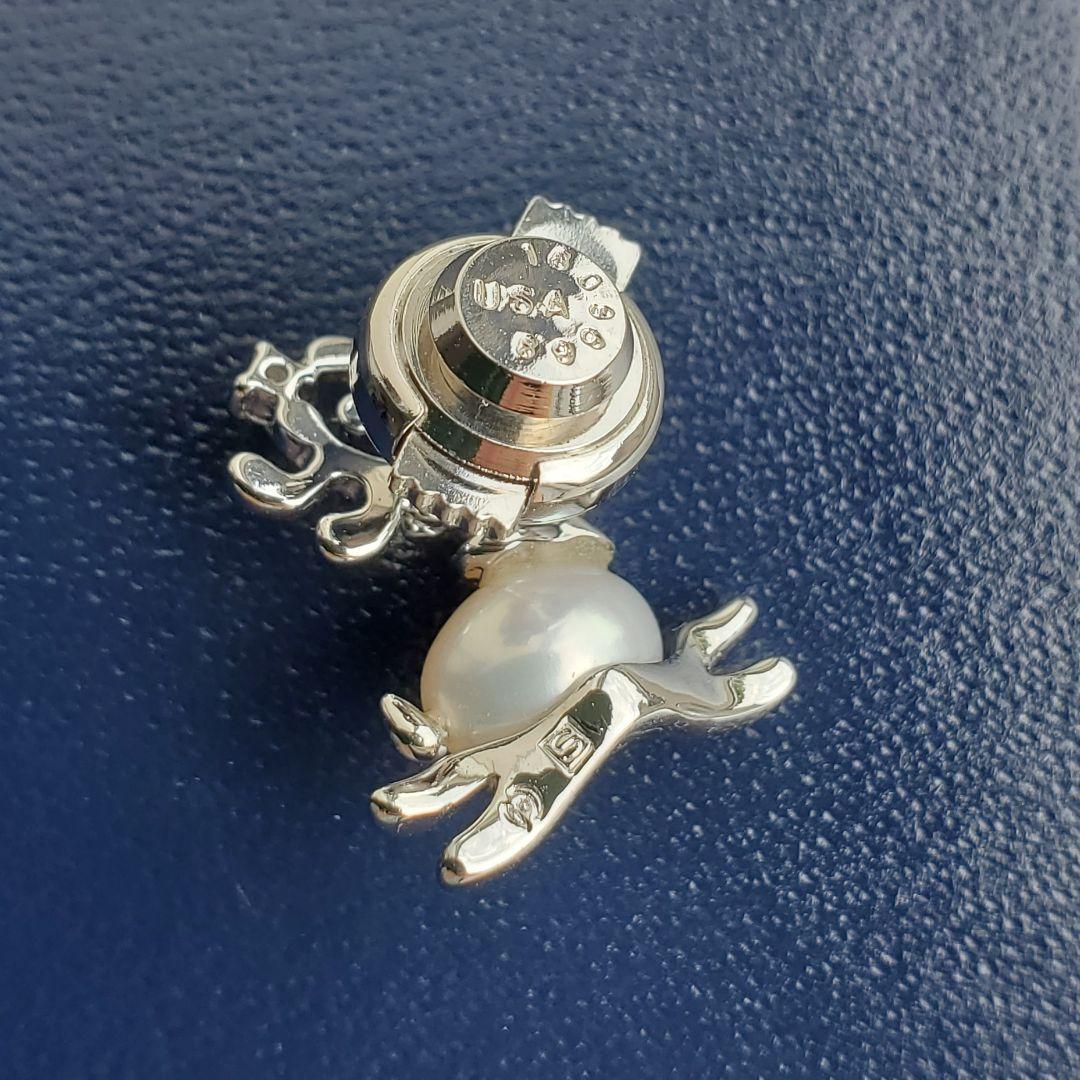 美品✨TASAKI タサキ 真珠 ピンブローチ トナカイ パール シルバー