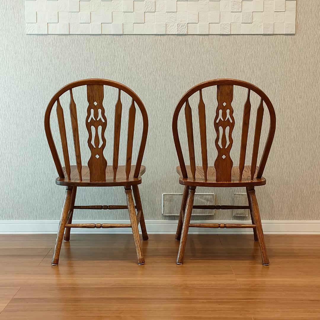 美品 ウィンザーチェア① フープバック オーク材 2脚セット F5 - メルカリ