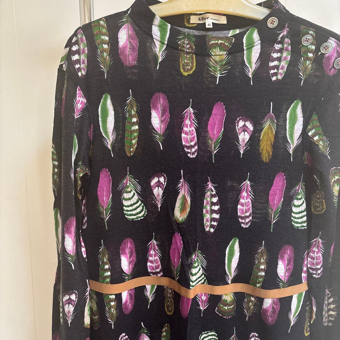 49AV.JUNKO SHIMADA フェザー柄ウール素材の長袖ワンピース