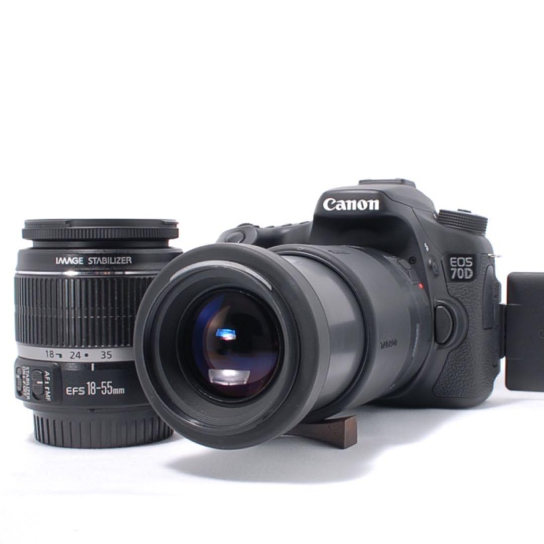 S数少✨届いてすぐ使える✨キヤノン 70D◇超望遠ダブルレンズ◇バッグ