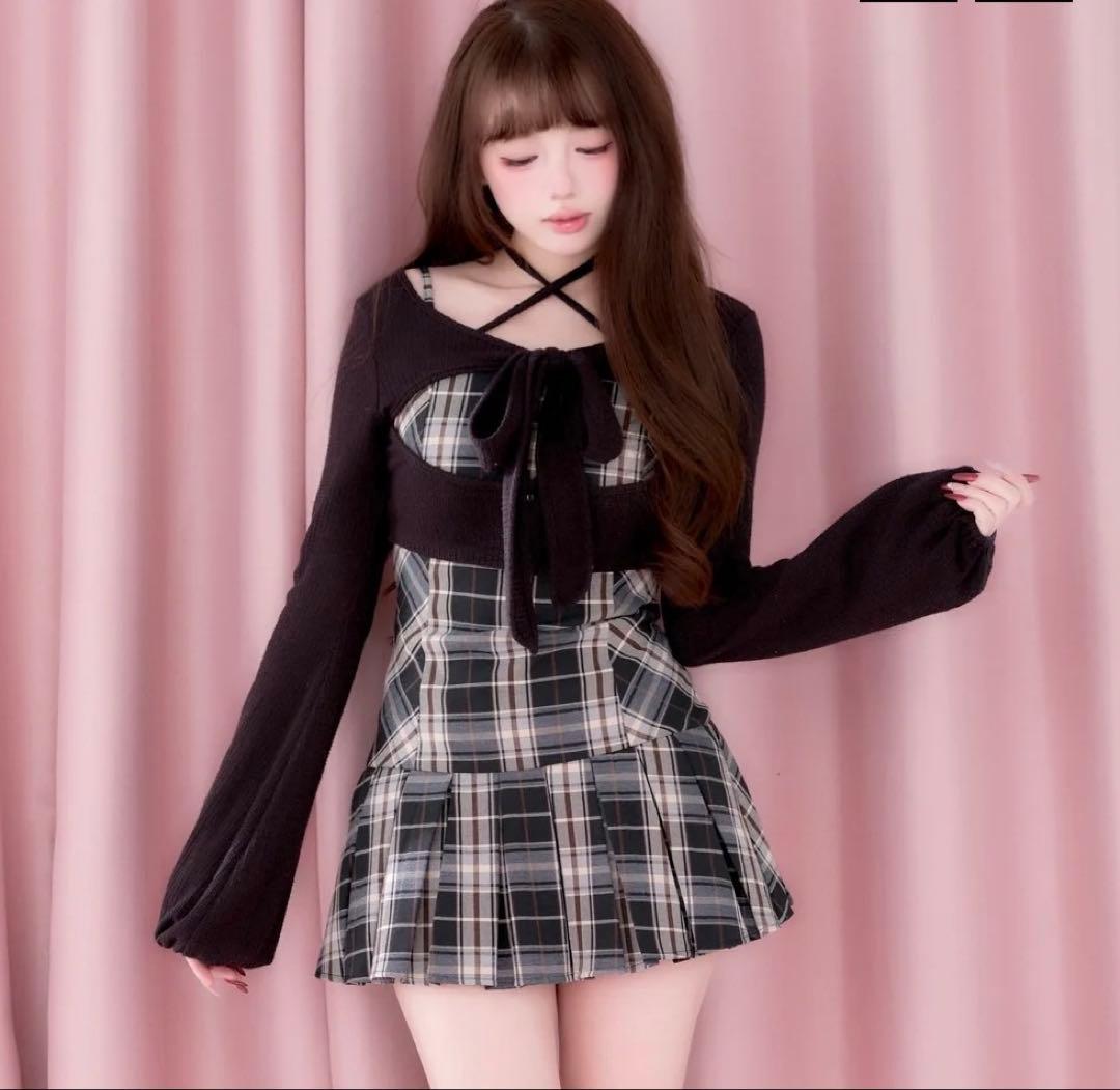 BunnyLis リボンファーボレロ×チェックミニワンピ - メルカリ