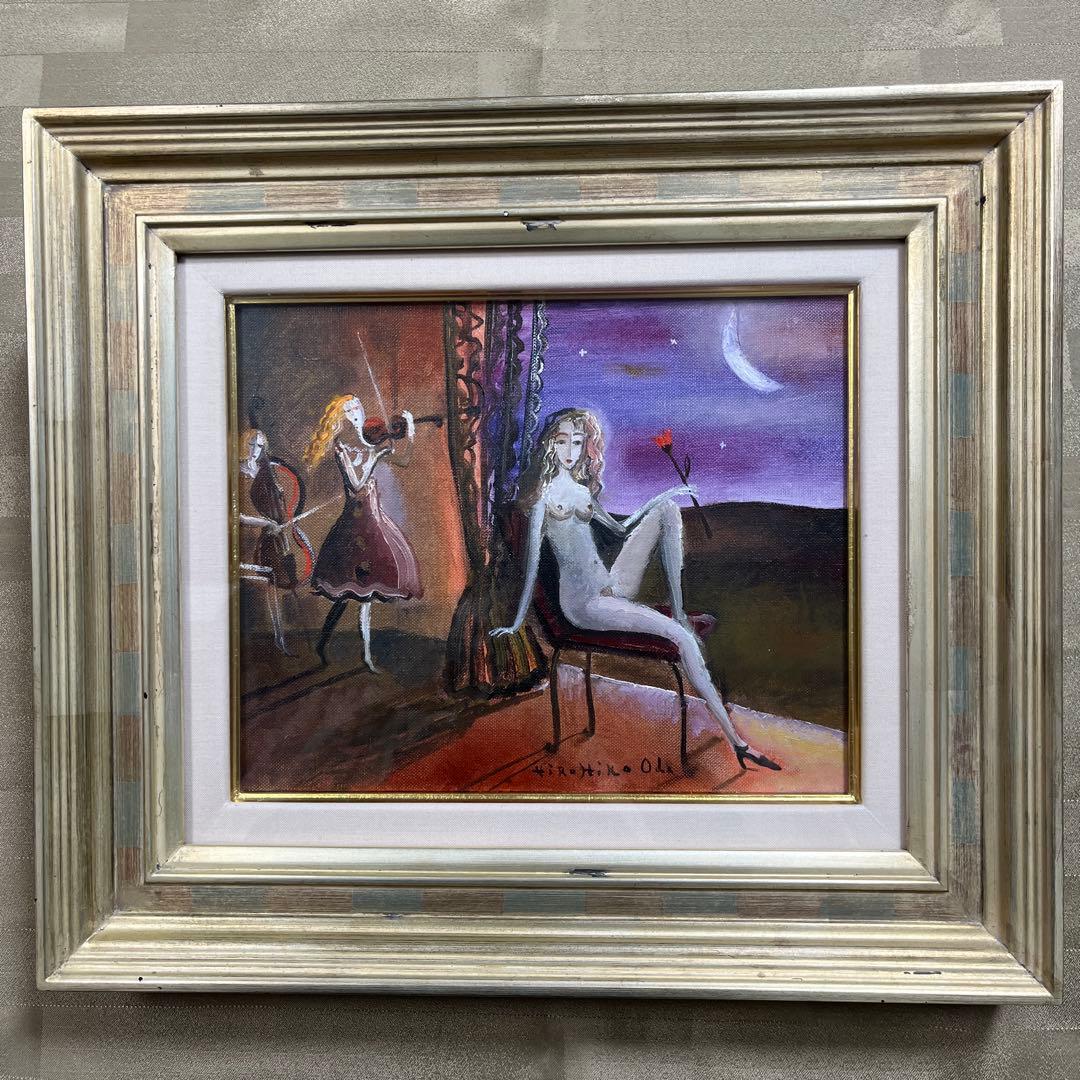 ⭕️油絵 二科会員 織田広比古 画題[月とバラ] F3号 東京