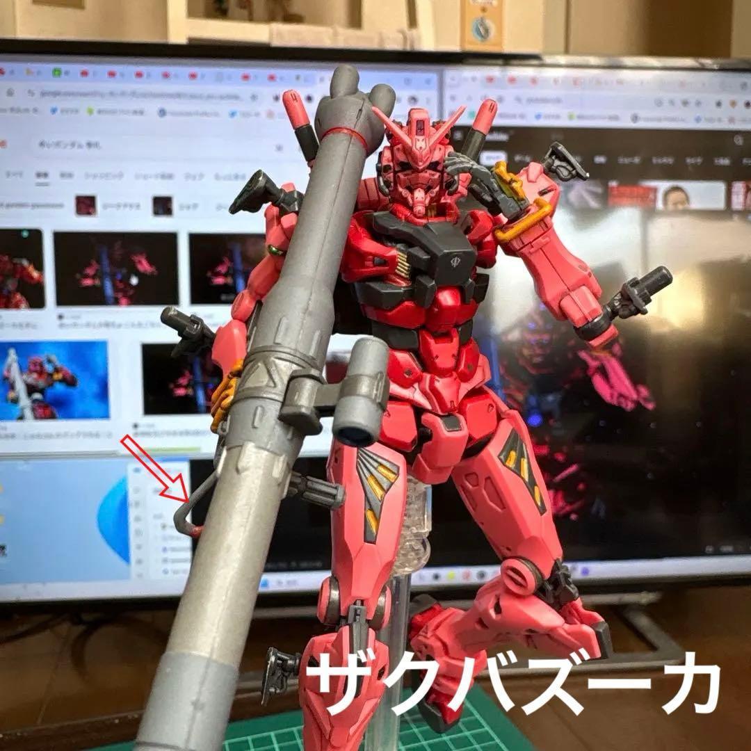 完成品】HG 赤いガンダム ビット6個 ザクバズーカ 部分塗装 - メルカリ