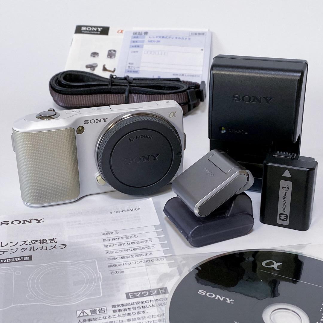 良品】SONY NEX-3 ボディ / 純正充電器・ストロボ等 他付属