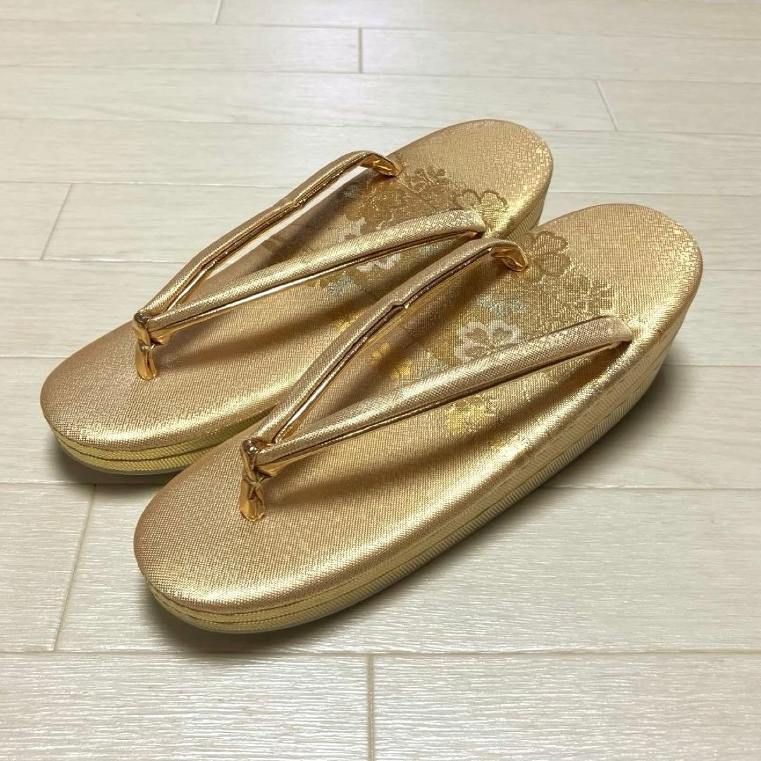 《未使用》佐賀錦　草履バッグセット　礼装　ゴールド