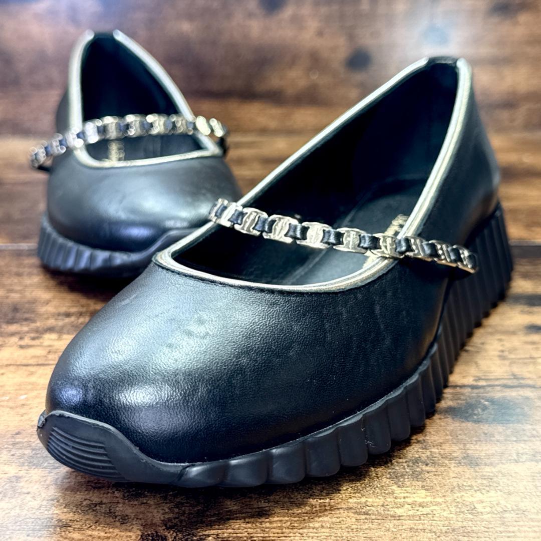 ☆即発 フェラガモ SANDY 厚底 バレエ 黒 6.5C 極美品 ナッパレザー