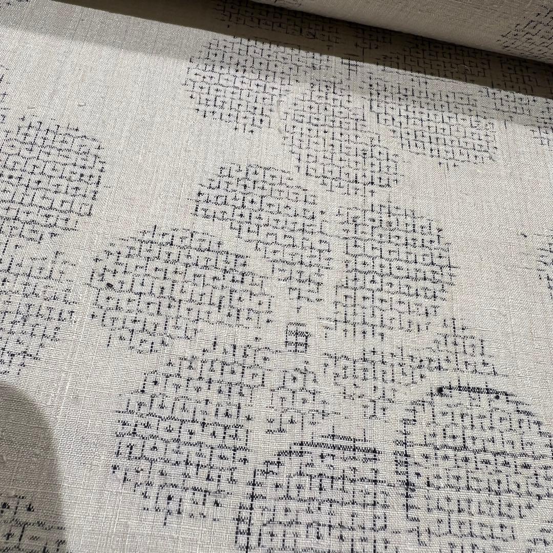 洗い張り品】重要無形文化財 本場結城紬 生成色 八十亀甲 正絹 証紙