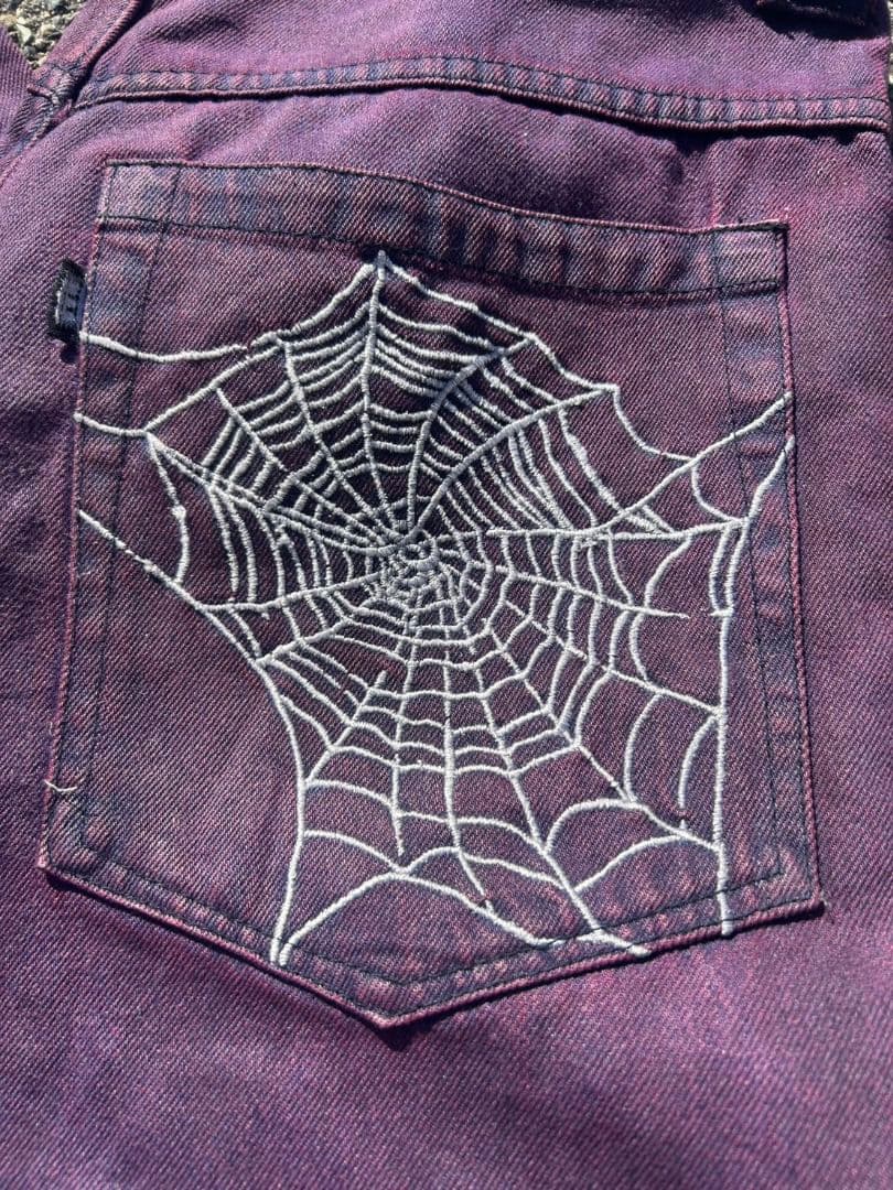 Earl skateboards 紫 デニムパンツ 蜘蛛の巣刺繍 - メルカリ