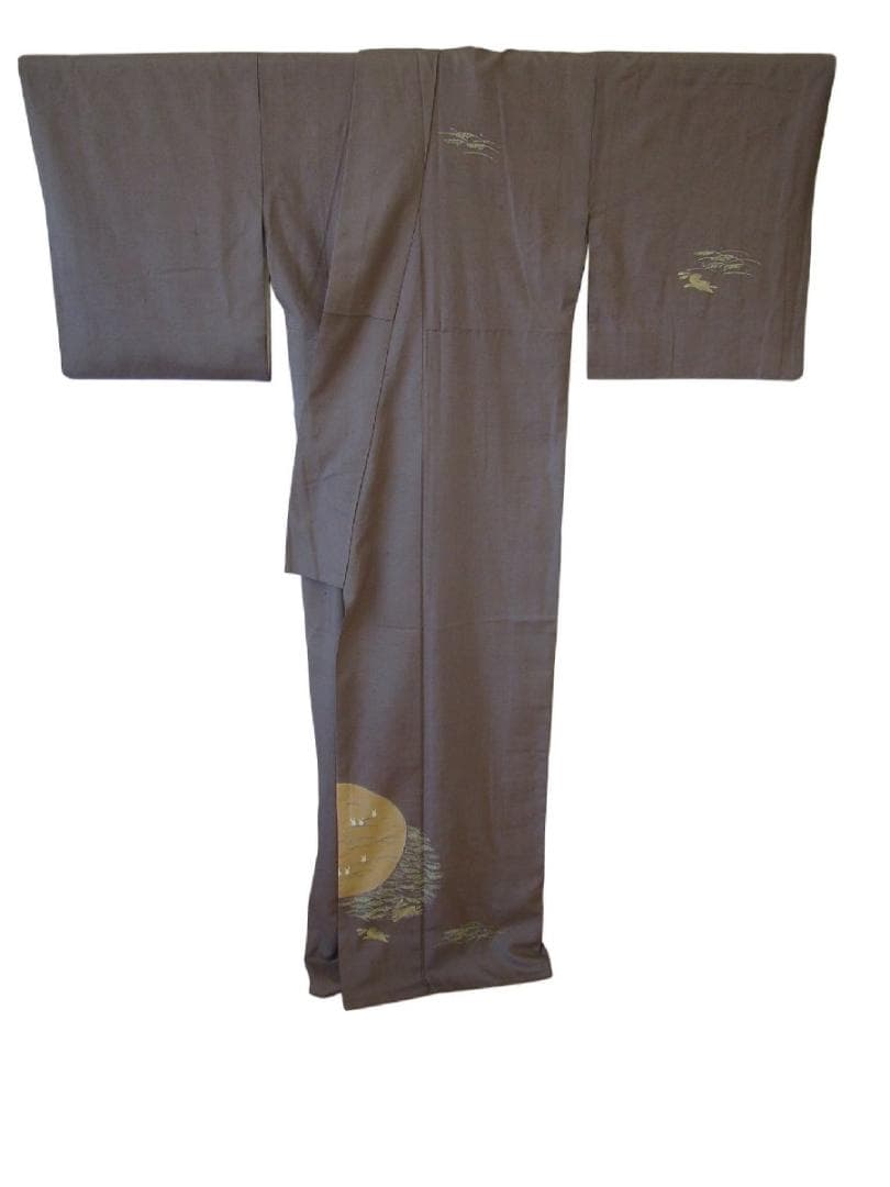 加賀友禅 柿本市郎 本場 結城紬 附下 正絹 仕立上り～163cm Ts603