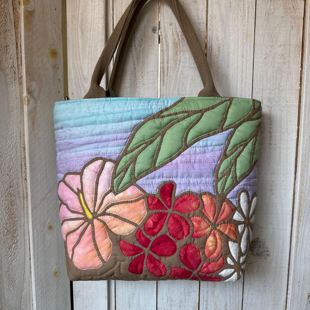 ハワイアンキルトバッグ♪ハンドメイドバッグ♪朝を迎えるハワイ