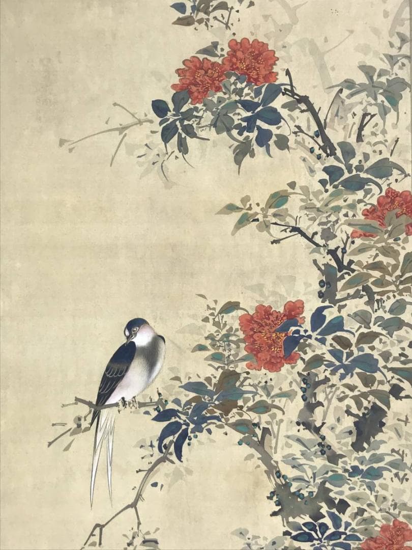 真作】小田海僊/寿星花鳥図/三幅対/花鳥図/人物図/掛軸☆宝船☆AD-447