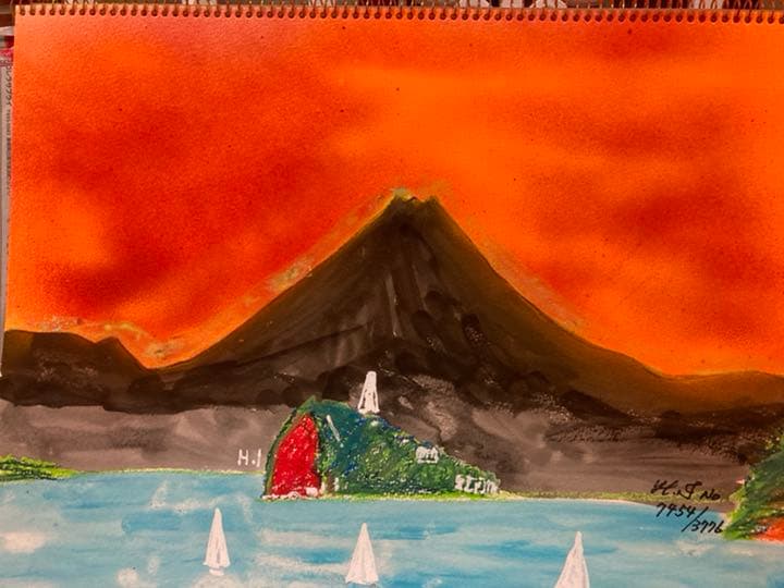 幻想絵画、空飛ぶ画家糸川裕志の富士山曼荼羅図の三十六点