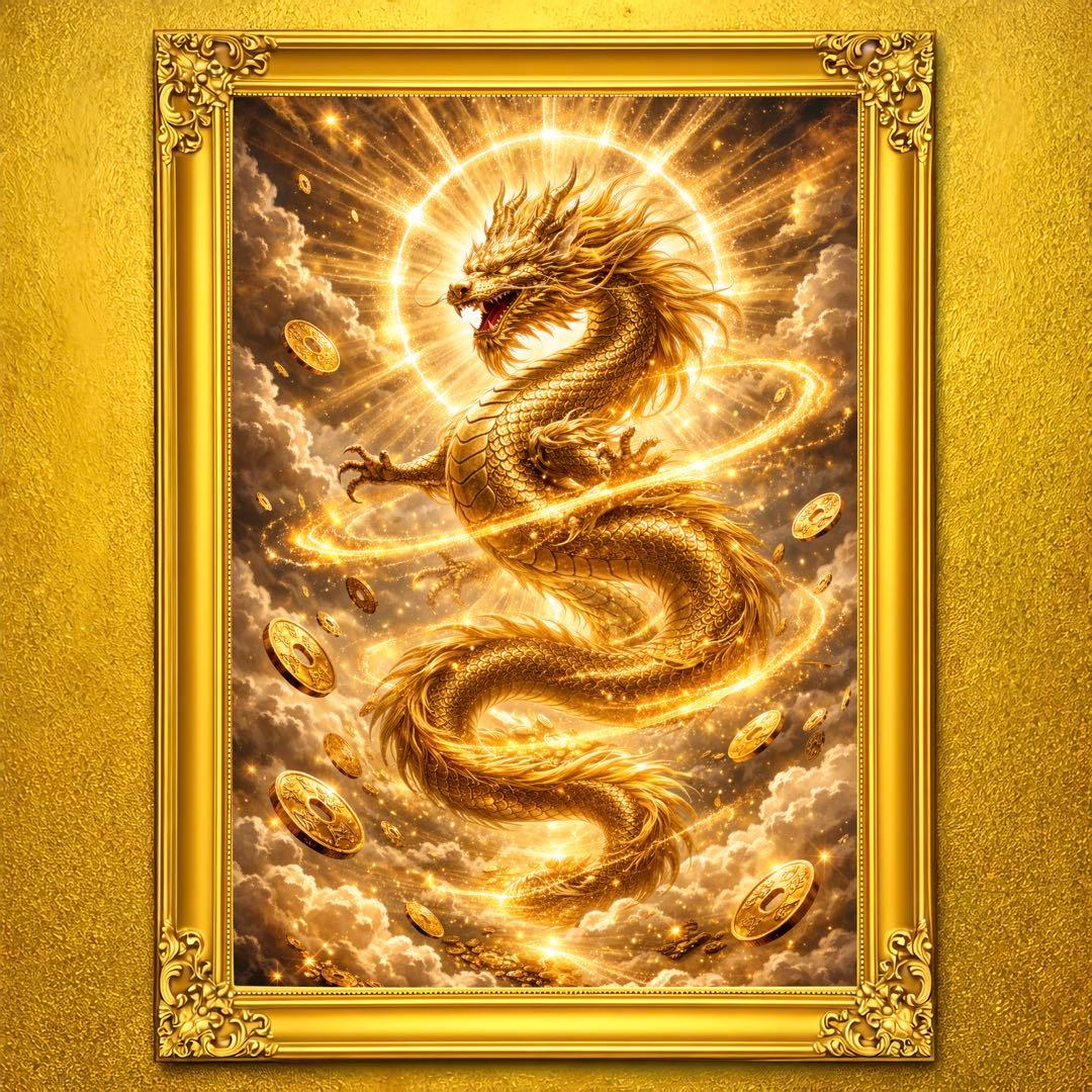金輪昇龍財耀 龍神様 最高傑作 金運上昇 宝くじ高額当選 開運絵画