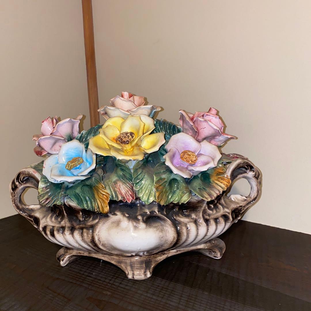 アンティーク　イタリア陶花の置物 楽天市場】イタリア製 陶花ハンドメイド オブジェ クラシック