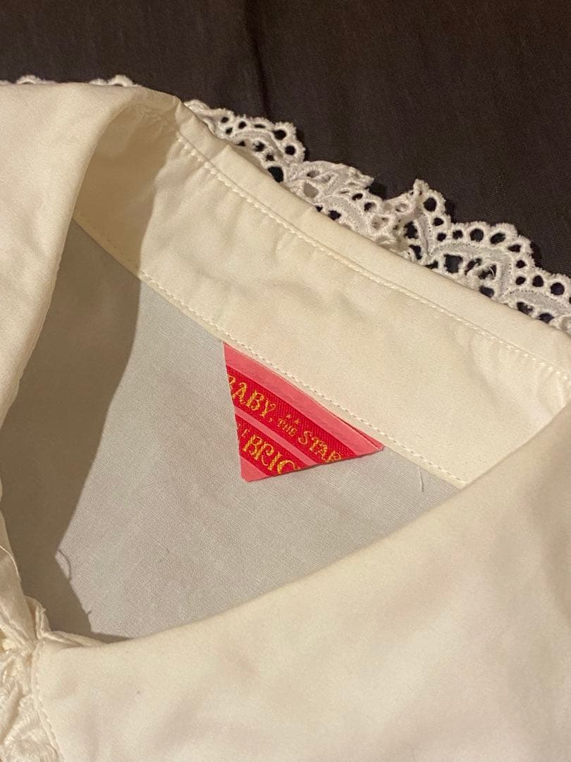 BABY 2重衿袖ピンタックブラウス オフ白 レース襟 長袖ブラウス