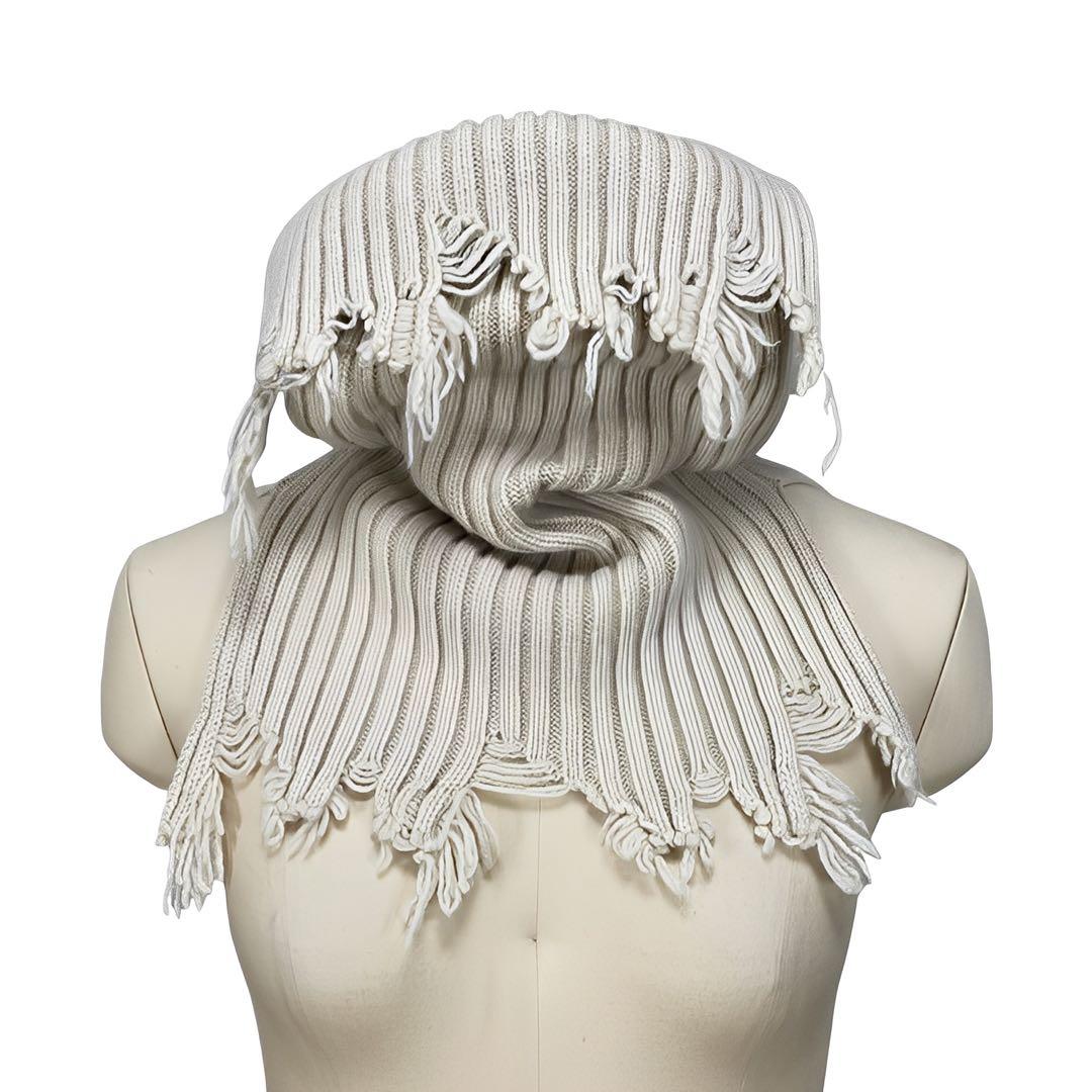 Y's 21AW 美品 リブニット 解れ加工 スヌード アイボリー