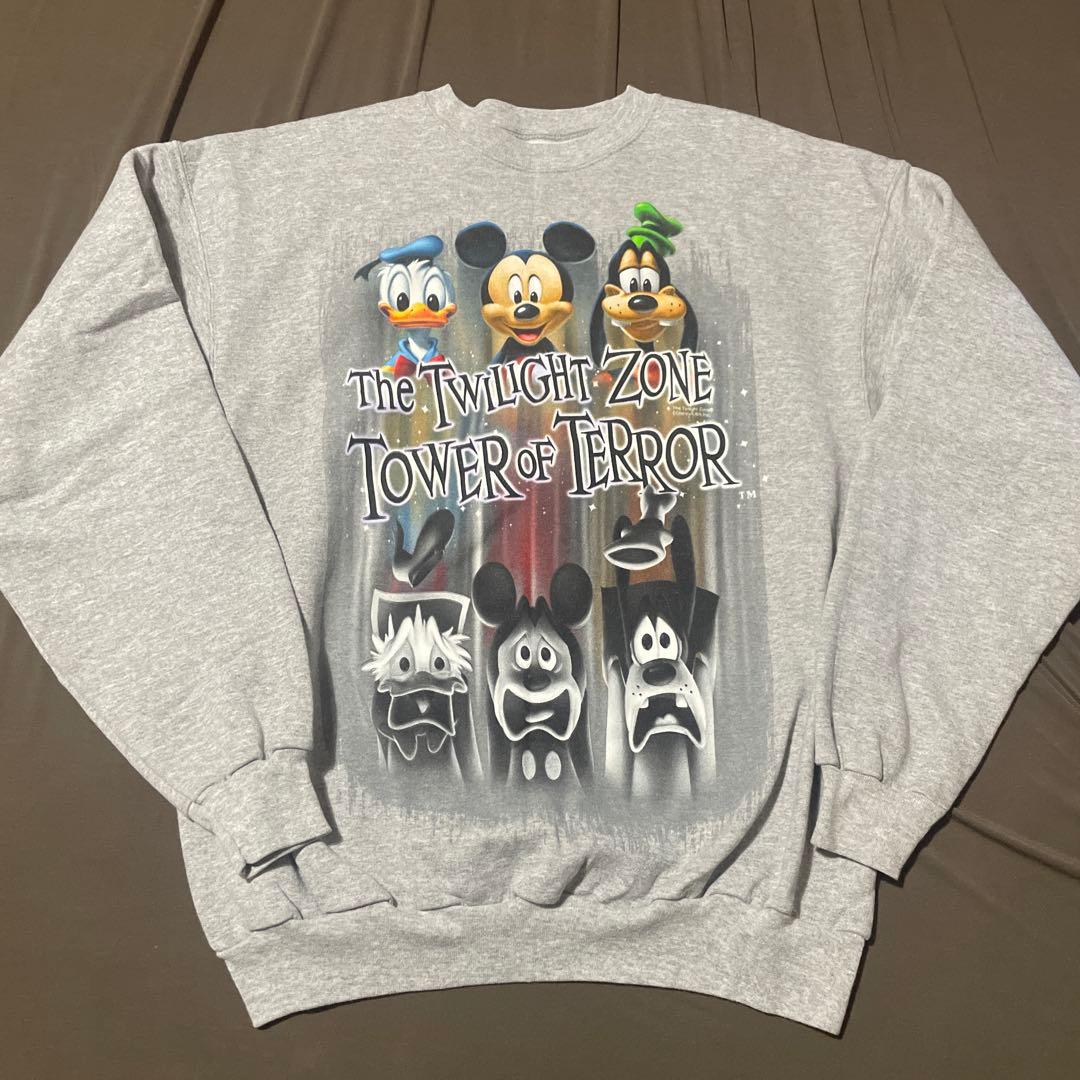 レアサイズ 00s ディズニー タワーオブテラー スウェット グレーL