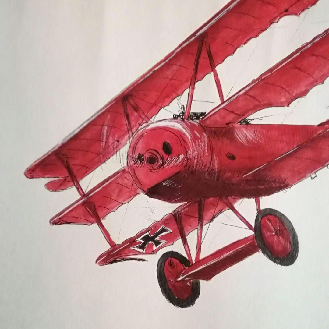 水彩画 「レッドバロン」 ドイツ空軍 マンフレート・フォン・リヒト