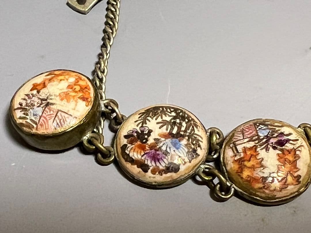 アンティークブレスレット　京都　薩摩焼花鳥文ブレスレット《明治大正期》里帰り