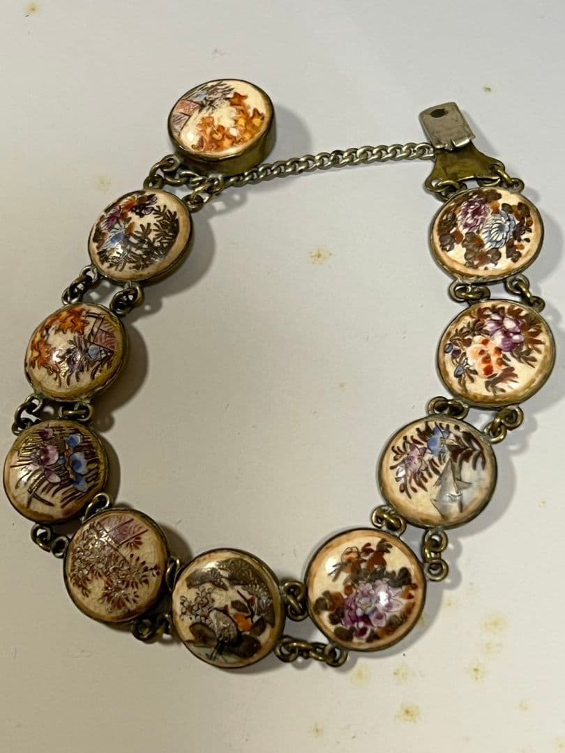 アンティークブレスレット　京都　薩摩焼花鳥文ブレスレット《明治大正期》里帰り