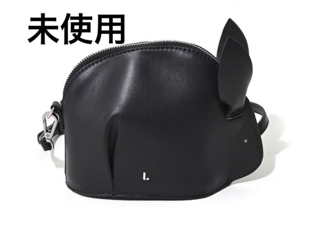 新品・人気】エルドット ウサギ レザー ポーチ ショルダー バッグ 黒