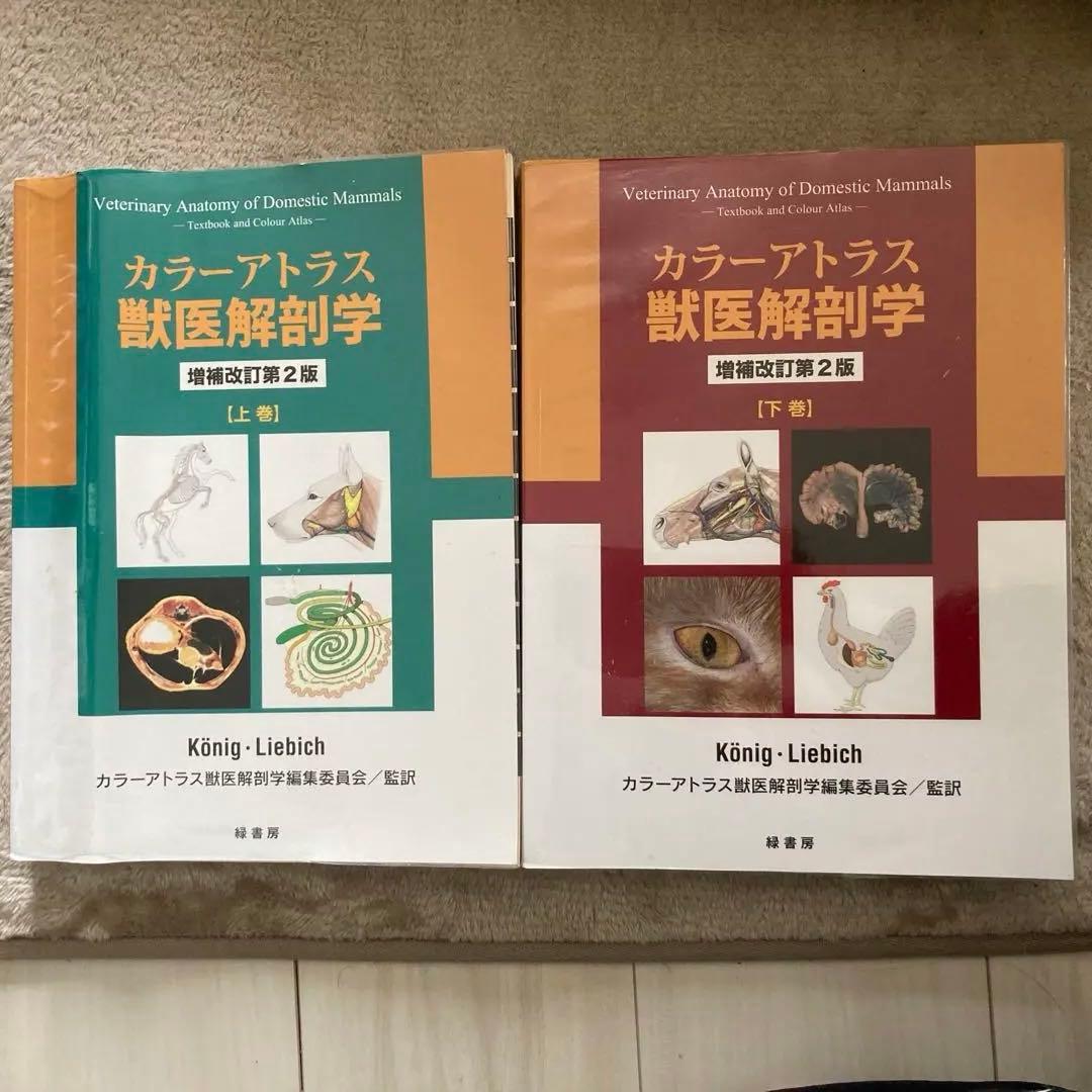 カラーアトラス獣医解剖学 増補改定第2版 上巻・下巻