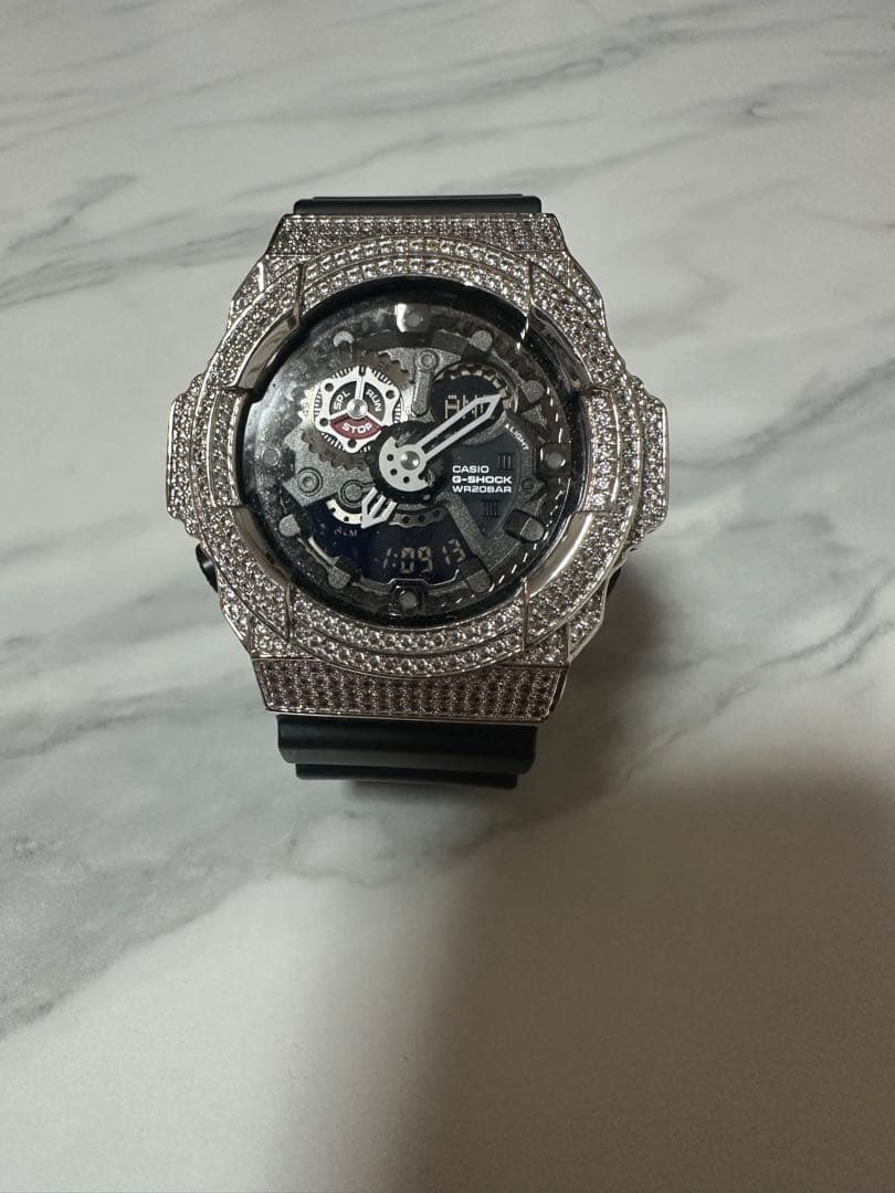 CASIO G-SHOCK ダイヤモンド風装飾 ブラック/シルバー ジャンク品