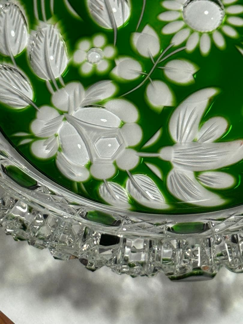 【Meissen】『 クリスタル ガラス 緑被せ』 《ヴィンテージ》《未使用》