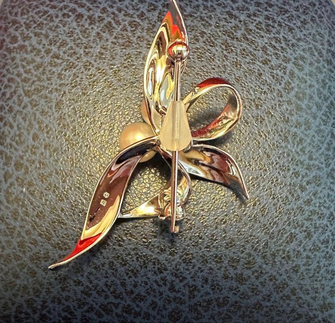 MIKIMOTOミキモト シルバーパールブローチ ☆3珠☆フラワー☆現行完売