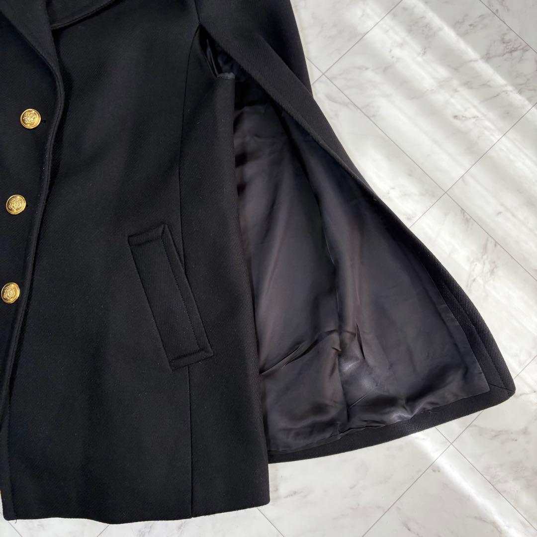 ザラ】ケープコート ポンチョ 金ボタン マンテコ ウール 完売品 黒 M