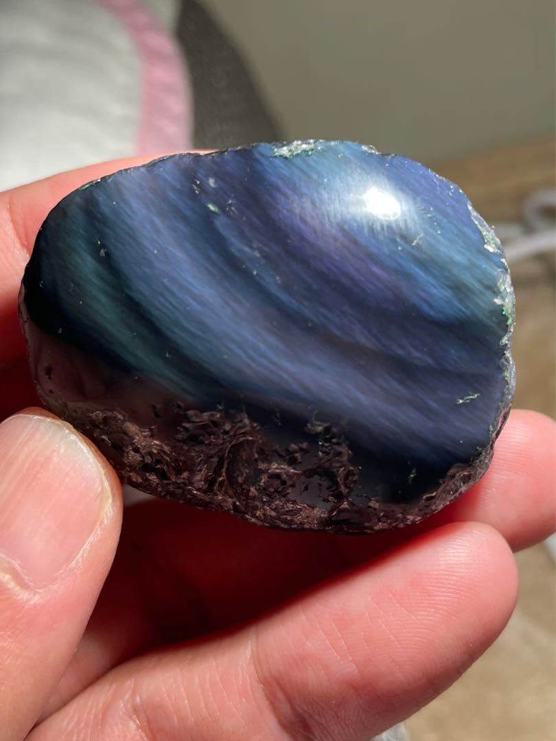 研磨品 十勝石玲瓏 複合色レインボーオブシディアン 特級品