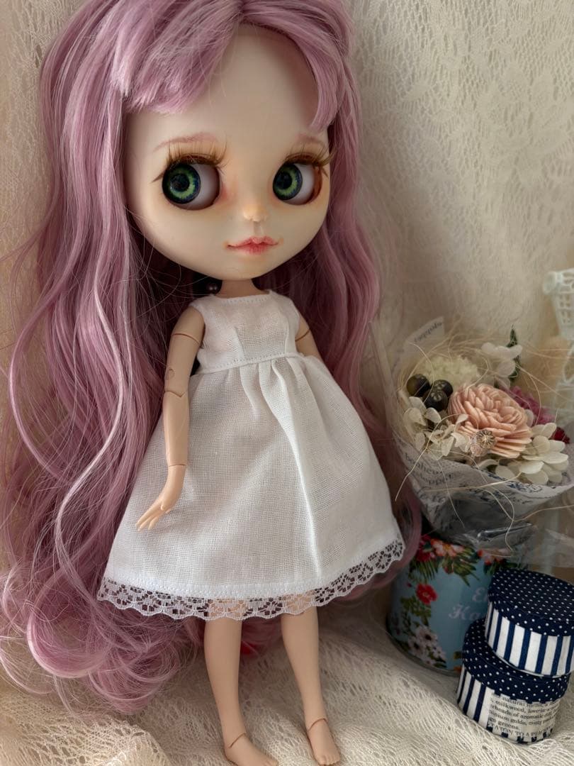 ブライス、アイシードール、アウトフィット 白ダブルガーゼひざ丈