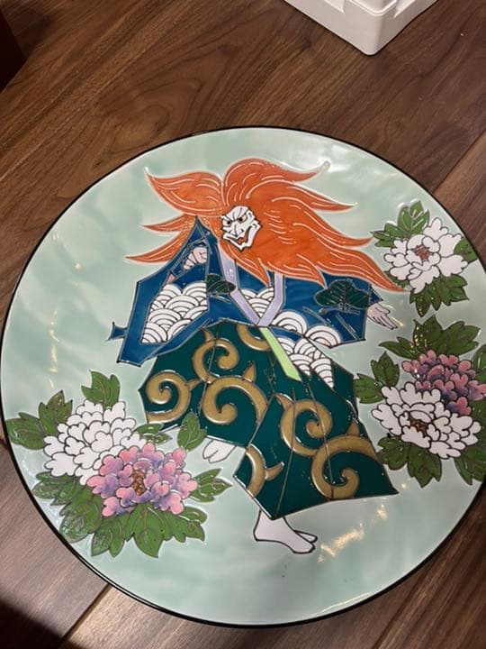 陶器 秀峰作 飾大皿 獅子 和食器 色絵皿 額皿 刺身皿 盛皿 有田焼