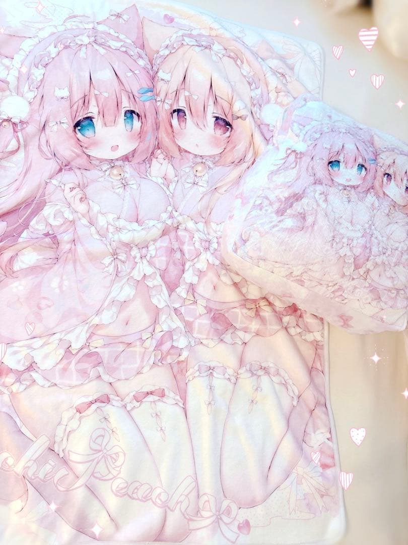 新品C107桃豆こまもちクッションブランケット♥グッズタペストリー