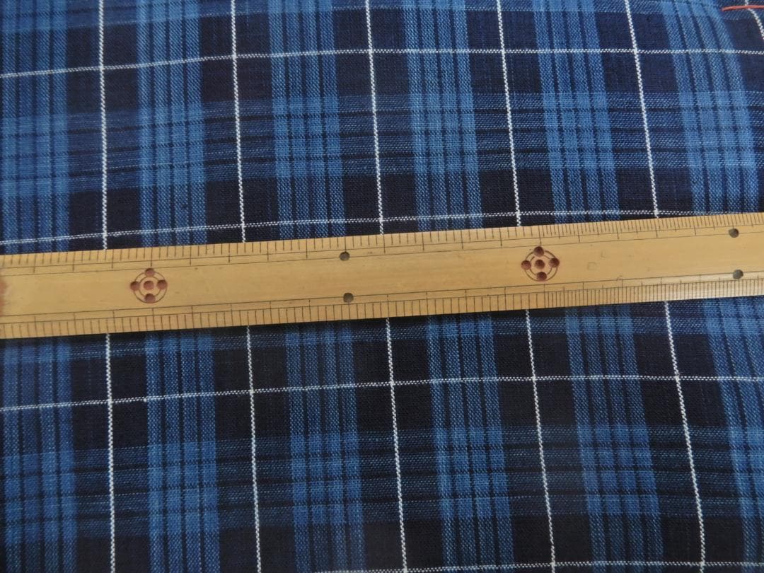 松阪木綿正藍染反物・格子織・入手困難色・12m保証・ワイド巾・新品