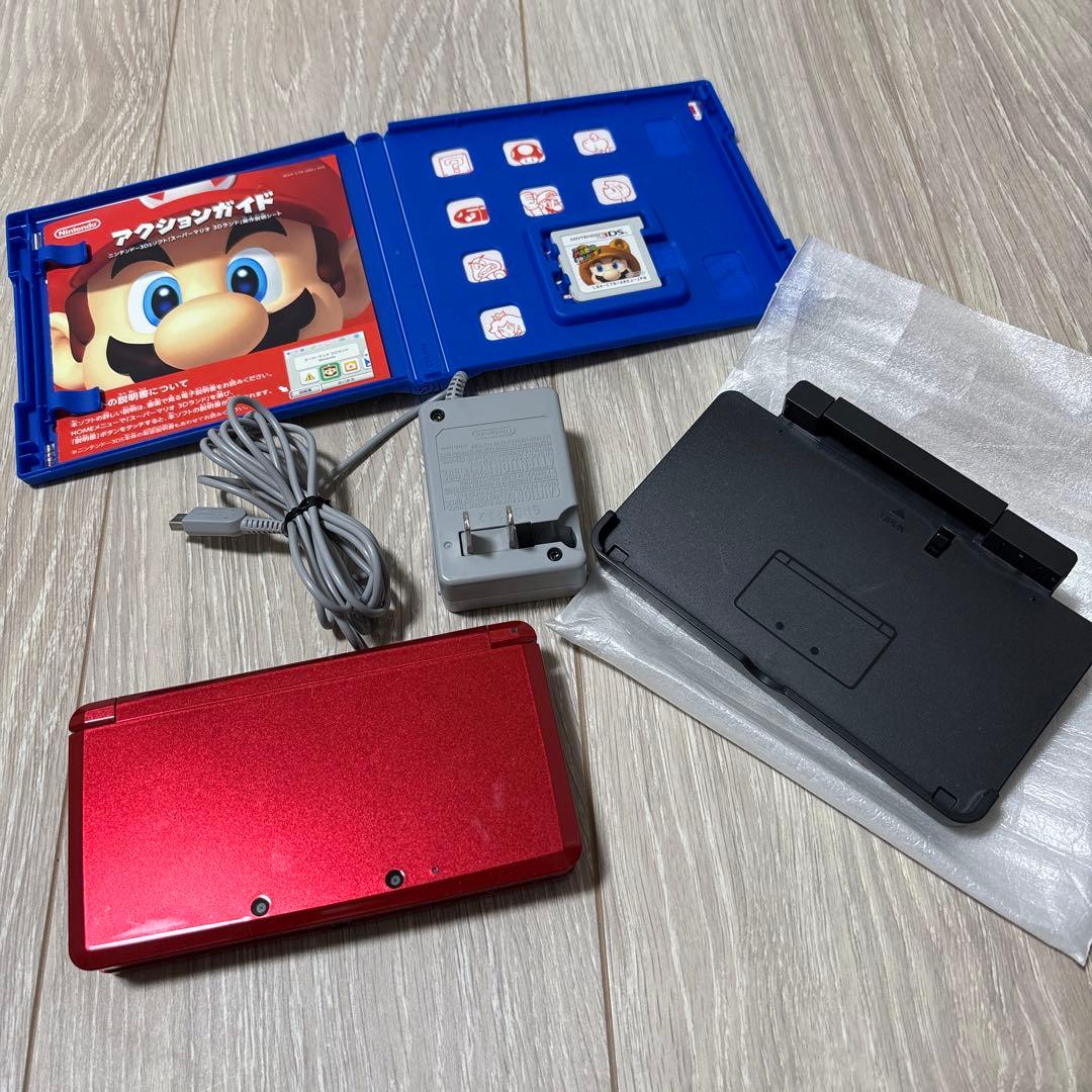 美品】ニンテンドー3DS メタリックレッド 本体&充電器(ソフト付き