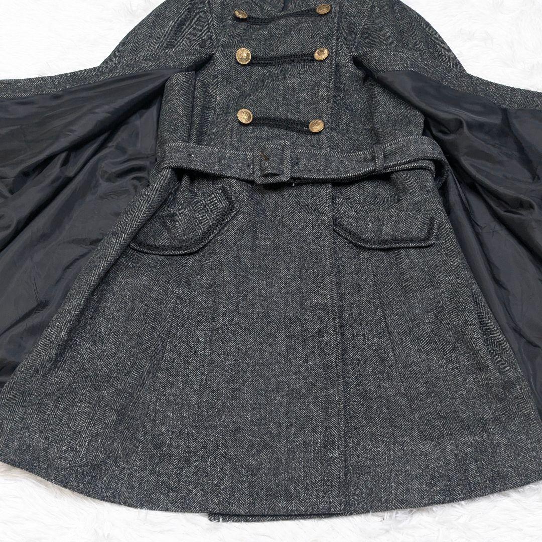 美品 アクシーズファム ナポレオンマント風コート M チャコール