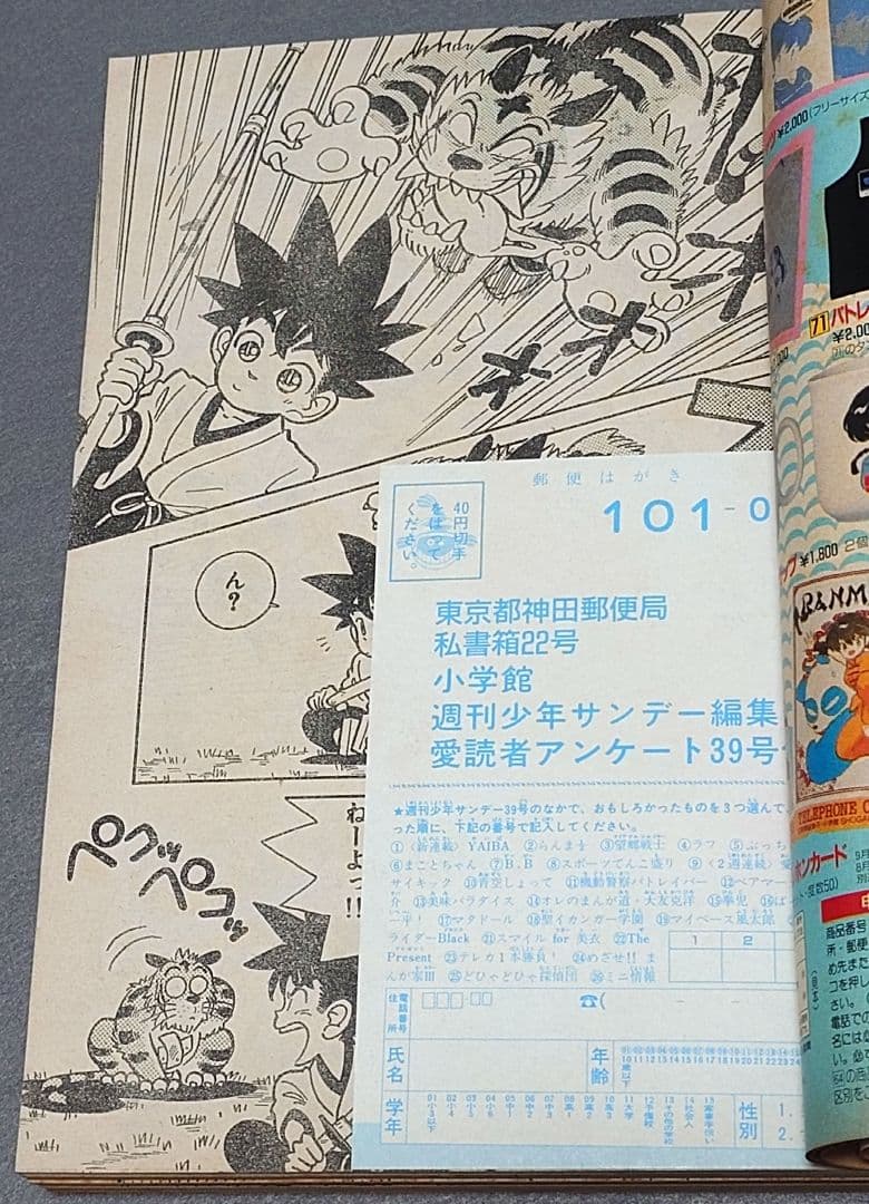 少年サンデー1988年39号『YAIBAヤイバ』新連載表紙＆巻頭カラー/青山