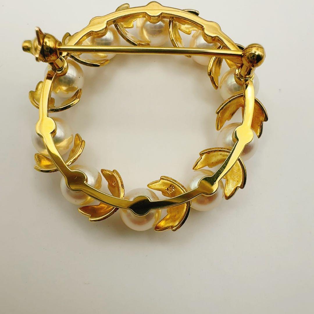 美品 定番 ミキモト K18 月桂樹 ブローチ 美品 - メルカリ