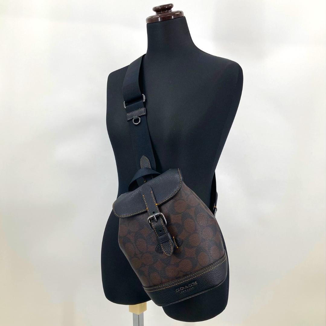 極美品 COACH ボディバッグ ハドソン スモール パック シグネチャー