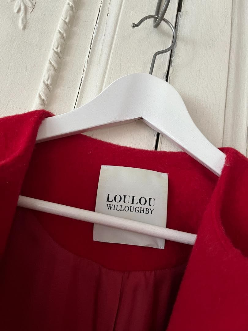 美品】LOULOU WILLOUGHBY モヘヤ混ノーカラーコート 赤 1 - メルカリ
