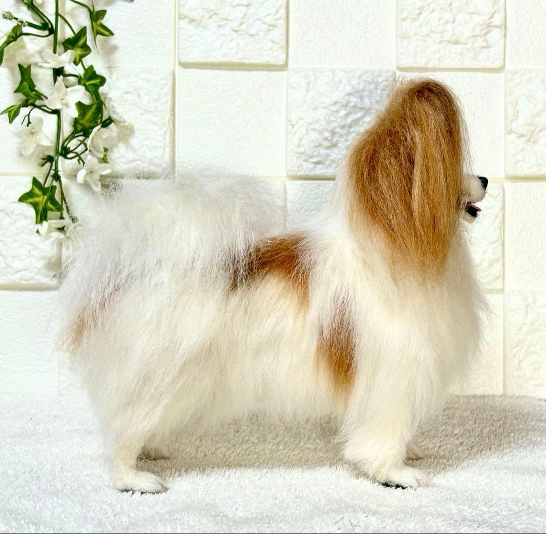羊毛フェルト ハンドメイド 犬【パピヨン】ぬいぐるみ リアル